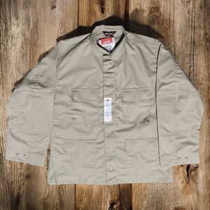 Tru-Spec Tactical Shirt L Khaki Canvas 4 Pocket Utility Button Up Uniform NWT